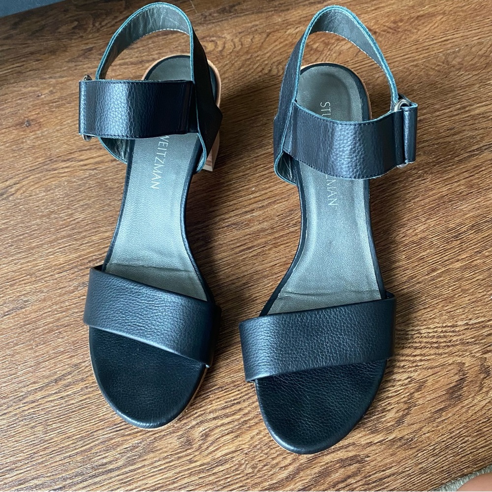 Stuart Weitzman Black Leather Sandals